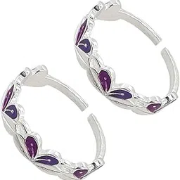 sahiba gems Pure Silver/Chandi Antique Flower Design Toe Rings/Chutki For Women ~ Pack in 2 Pieces-picture-9