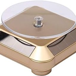MG MART Rotating Jewelry Display Stand Digital Solar Power Meter with Timer Display, Home and Office Use, Gold-image-12