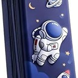 Sanghariyat Double Layer Space Pencil Case 3D Cover Eva Space Astronaut Theme Large Capacity Pencil Zipper Pouch Bag Compass School Organizer Students Kids ,blue-3