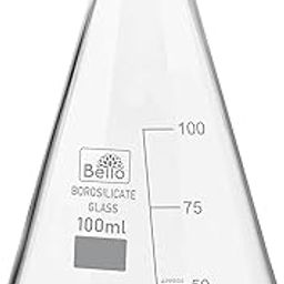 Bello Borosilicate 3.3 Glass Conical Flask 100 ml with Graduation Marks, Pack of 1 Conical Flask for school collage chemistry lab laboratory-picture-3