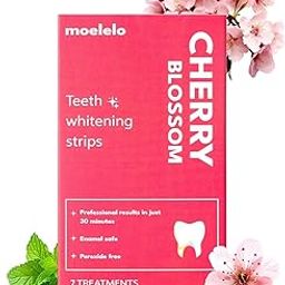 MOELELO Instant Teeth Whitening Strips (14 Strips, 7 Treatments), Professional Stains Removal, Oral Care Peroxide Free Treatment, Anti-Slip Firm Material, Cherry Flavour-image-28