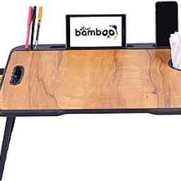 REAL BAMBOO Wood Smart Multipurpose Foldable Laptop Table with Cup Holder, Study Table, Bed Table, Breakfast Table, Portable,Ergonomic & Rounded Edges/Non-Slip Legs~~ (US Biding Wood)-image-79