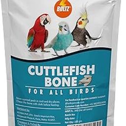 BOLTZ Cuttlefish Bone for Birds, High Calcium for Finches, Budgies, Conures, Lovebirds, Cockatiels, African Grey, Macaws, Cockato for All Life Stages, 100g, white-14