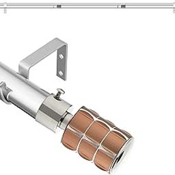GLOXY Stainless Steel Extendable 1 Inch Curtain Rod Pipe - Curtain Rod with Parda Holder Set - Chrome Finish Adjustable Tension Rod - Adjustable Rod for Home & Office's Window, Doors(90 Inch - RB135)-3