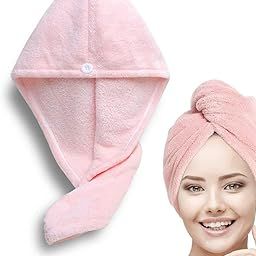 Status Contract Head Towel|Standard Size Microfiber Quick Dry Towel|Super Absorbent & Soft|Luxury Spa Towels with Hook|Lightweight Travel Towel |-Pack of 2 |(Pink), 200 Tc-image-1