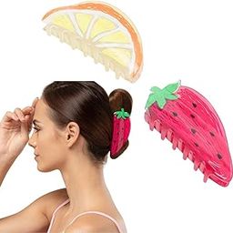 Radhu & Kabby Fruit Claw Clips Set | Strawberry and Orange Hair Clutchers | Cute & Fun Hair Accessories for Women and Girls | For All Hair Types | Perfect for Everyday Wear-image-52