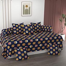 HIYANSHI HOME FURNISHING® Premium Cotton Diwan Set 8 Pieces,1 Single bedsheet Size 60x90inch, 5 Cushions 16 x 16 inch Covers with Zip and 2 Bolster Covers (Multi-4, 90x60 inches)-17