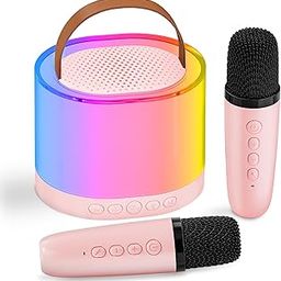 CYY Mini Kids Karaoke Machine, Unique Gifts for Girls Boys with Wonderful Lamp, Karaoke Toys for Kids with 2 Wireless Microphones, Toys for Girls Birthday Party-picture-16