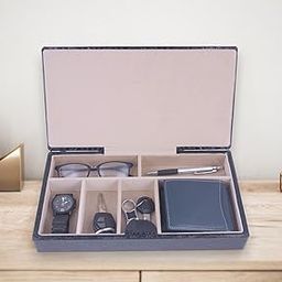 Angira handicrafts Mens Organizer Case for Glasses, Keys, Wallet, Watch and More, Black Leather-20