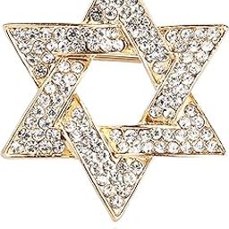 Brooch Pin Fashion Crystal Rhinestone Jewellery Pin Vintage Clothing Accessories Decoration Diamond-Filled Six-Pointed Star Gold Brooches For Men's - S90-image-1