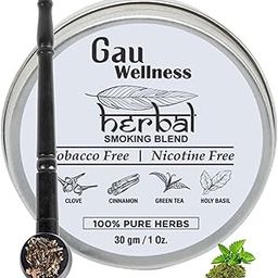 Gau Wellness Ayurvedic Herbal Smoking Mixture Blend 30 gram - 100% Tobacco Free and Nicotine Free With 1 Wooden Black Bowl Pipe | Made With Natural Clove, Tulsi and Other Ayurveda Herbs (De Addiction)-image-107