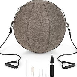 LEVGRY Exercise Ball Chair, Canvas & Felt for Home Offices, Balance Training, Yoga Ball, Round Shape Swiss Ball for Exercise, Workout, Yoga, Pregnancy, Birthing, Balance & Stability, 65 cm-picture-7