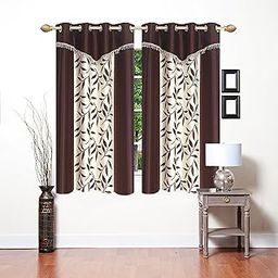 Blexos Saawaan Heavy Quality Premium Beautiful Polyester Printed Grommet Eyelet Window Curtain, 5 Feet, Coffee KD, Pack of 2, Grommets-picture-17