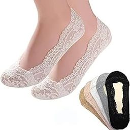 Women's Lace Liner Socks, Pack of 3 (White, Pink, Black), No Show-image-72