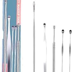 Stainless Steel Ear Cleaner Kit - Reusable Ear Wax Removal Tool Set with Storage Case - Includes Ear Curette Cleaner and Spiral Spring Ear Picks (Steel Ear Cleaning Tool)-45