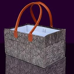 MetDeals Non Woven Fabric Cute Diaper Caddy Bag with Handles | Foldable and Portable Basket For Car Travelling and Nursery Storage(StarPrintDiaper_Dgrey)-image-61