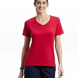 jockey 1359 Women's Super Combed Cotton Elastane Stretch Regular Fit Solid V Neck Half Sleeve T-Shirt-picture-41