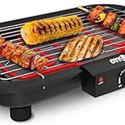 Curvescape 2000W Electric Smokeless Portable Adjustable Temperature Control Indoor&Outdoor Barbeque Grill Set For Home Removable Water Filled Drip Tray Pack Of 1-Black-picture-10
