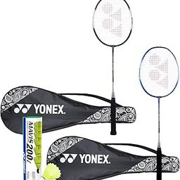 YONEX ZR 100 Set of 2 Aluminum Light Badminton Racquet with Full Cover Black-Blue, Mavis 200I Shuttlecock - Combo Pack of 6-20