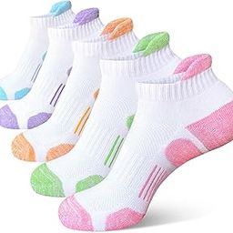 Womens Athletic Running Cotton Socks Thick Cushioned Anti-blister Wicking Ankle Socks 5 Pairs-image-52