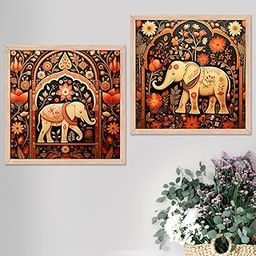 kotart Premium Digital Madhubani Art Paintings with Frame for Home Decor - Framed Wall Painting for Living Room Bedroom Office Room Decor - Painting for Wall Decoration -Set of 2 Multicolor paintings (10x10 inch, A)-image-77