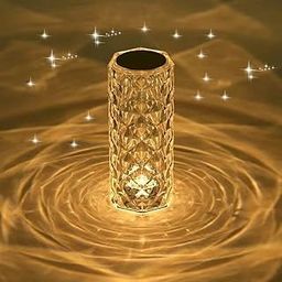 Eblooming Rose Crystal Diamond Table Lamp Color Changing, Touch Control Creative Rose LED Ambient Night Light, Modern Bedside lamp Home Candlelight Dinner Decoration (16 Colors) Pack of 1-16