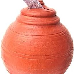 VILLAGE KRAFT Terracotta/Earthen/Mitti Eco-Friendly Designer Money Bank Organiser/Undiyal/Gullak/Coin Bank/Rural Artists Work Coin Holder/Nursery Décor/Keepsake/Savings/Mitti Gullak,Brick Red,Large-picture-21