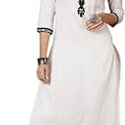 White Pure Cotton Embroidered V Neck Kurta & Pant Set-image-2