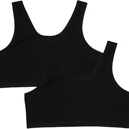 Sports Bra for Women & Girls, Cotton Non-Padded Full Coverage Beginners Non-Wired T-Shirt Gym Workout Bra with Regular Broad Strap, Activewear Training Bra for Teenager Kids (Pack of 2)-1