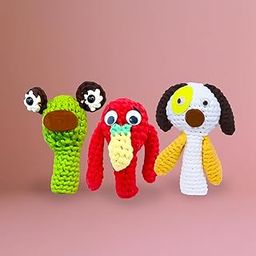 Kipkee Crochet Kit for Beginners Adults and Kids | Create 3 Crochet Finger Puppets | All Inclusive Knitting Kit with Accessories, Non-Fraying Wool, Video and Photo Instruction, Multi-Coloured-image-73