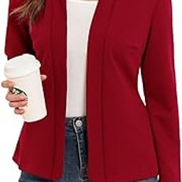 Women's Casual Blazer Long Sleeve Open Front Business Work Office Blazer Jacket with Pockets 2024-picture-18