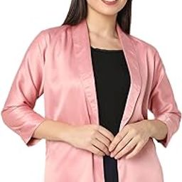 women's silk satin Rose Gold color jacket.-image-35