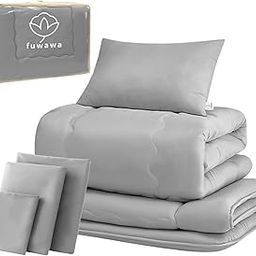 fuwawa Comforter Set, Semi-Double, 7-Piece Set, SEK Certified, Antibacterial, Odor-Resistant, Mildew Resistant, Washable, Comforter Set, Extra Volume, 3 Layers, High Density Cotton Filled 3-Layer-3