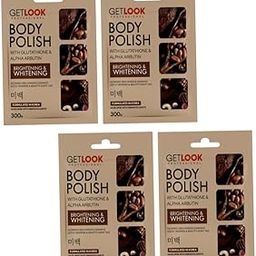 GETLOOK Professional Body Polish with Glutathione & Alpha Arbutin, Brightening & Whitening Exfoliator for Glowing Skin, Formulated in Korea, 300g-Pack of 4-0