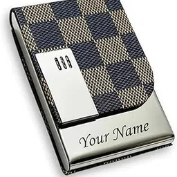custom Customized Name Engraved Card Holder Stainless Steel Unisex RFID Blocking Size 9.5X 6.5 x 1.2 cm Corporate Gift for Employees 15-20 Business Card|Debit Credit 5-8 Card (Brown-chk)-picture-6