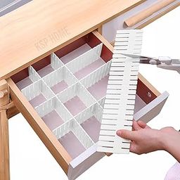 RDJ PRODUCTS 12 Adjustable Strips Interlocking Self Assembly Plastic Drawer Divider Storage Organizer - Grid Closet Partition Strips for Home, Office, Wardrobe, Cabinet (Pack of 12)-picture-13