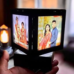 Customized Valentines Gift for Couples Led Rotating Lamp Table Top Photo Frame Birthday Anniversary Gift 4x4 Inch Plastic Lamp-11
