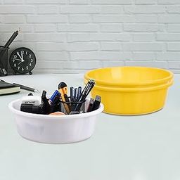 Homestic Pack of 3 Desk Organizer | Stationery Organizer | Multipurpose Storage Organizer | Office Supplies for Pen-Pencil-Staplers | Desktop Organizer | 6 LTR | Yellow & White-image-70