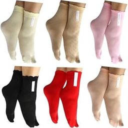 Womens Ankle Length Thumb Toe Nylon Socks, Combo Pack of 6 Pairs, Multicolor-picture-29