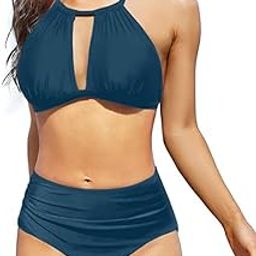 S9 TREND Women's Keyhole Two Piece High Waisted Bikini Swimsuit-picture-23
