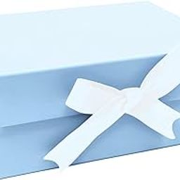 Boxotica Powder Blue Rigid Gift Box-Foldable Hamper Box with Ribbon, Greeting Card & QR Bow Tutorial, Soft Matte Finish, Small 23×16×10 cm-Reusable Keepsake Box for Weddings, Birthdays & Return Gifts-image-24