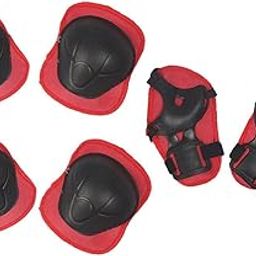 HEAVENGLOW Kids Elbow Knee Wrist Protective Guard Pads Safety Gear Skate Bike Red 6Pcs-image-42