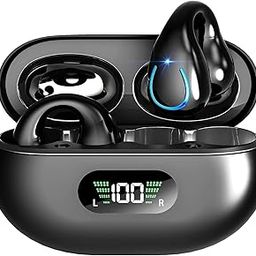 Ultra Open Ear Earbuds, Bone Conduction Headphones Clip-On Wireless Earphone Bluetooth 5.3 with 4 HD Mics Ultra Lightweight Comfort for Small Ears, Waterproof Sports Ear Buds for Sports and Fitness-image-52