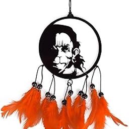 ARCHNIL Lord Hanumanji Acrylic Dream Catcher - Car Hanging Ornament with Orange Feathers | Positive Vibes Car Decor | Spiritual Interior Accessories.-image-96