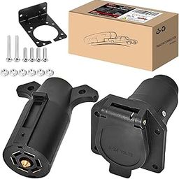 CXTM 7 Way Round RV Trailer Blade Wiring Harness Connector with Mounting Bracket, Trailer Side 7 Pin Adapter Plug+Vehicle Side 7 Way Blade Trailer Wiring Harness Connector for RV Boat-picture-29