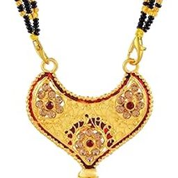 Gold Plated Heart-Shaped Mangalsutra with Red Stones for Women – Traditional Jewellery-18