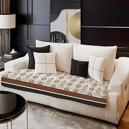 Premium Soft Quilted Velvet Sofa Cover Mat, Sofa Seat Runner for Couch (Ikkat, 3 Seater) Multicolour-image-71