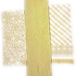 Cotton Salwar Suit with Embroidered Neckline, Mint Green, Floral Print Dupatta-image-88