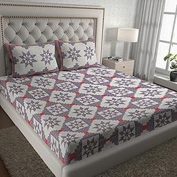 ABHACLOTHO 144TC 100% Cotton Double Bedsheet Set with 2 Pillow Covers, 90 x 100, Queen Size Bed Bedsheet Set (Multicolor 1)-image-86