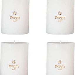 Floryn Decor White Pillar Candles Set of 4 | Smokeless | Odourless | Dripless | Long Burning Candle (Combo of 4) (3 by 3 inches)-image-30